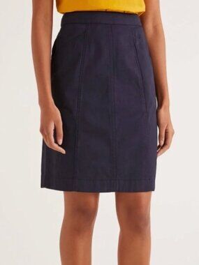 Boden Navy Blue Daisy Chino Skirt Seam Detail‎ Women's Size 10L